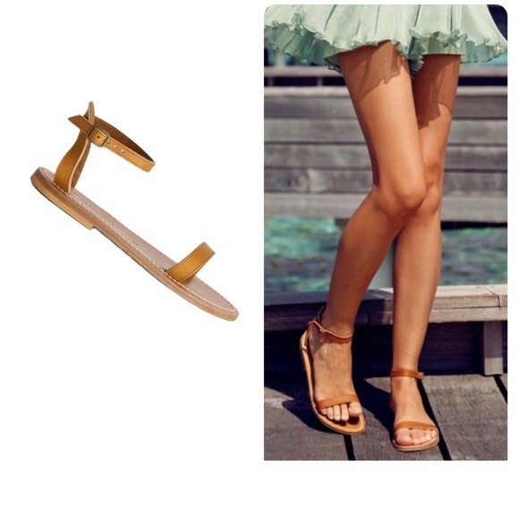 K.Jacques Laura Flat Sandals Pul Natural Handmade Leather Double-Strap - Picture 1 of 15